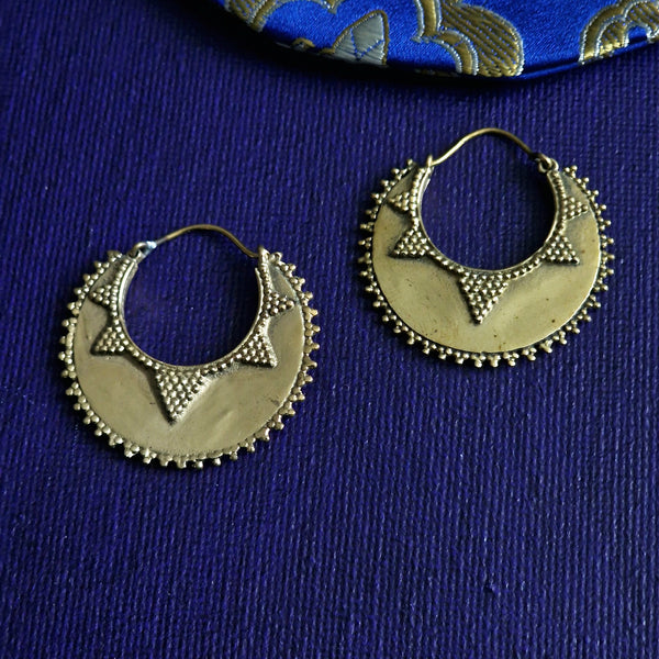 Bohemian Brass Hoop Earrings