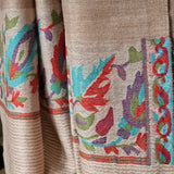 Border Kani Pashmina Wool Scarf Stole Wrap – Light Beige - Baga Ethnik Living Default Title Shawl