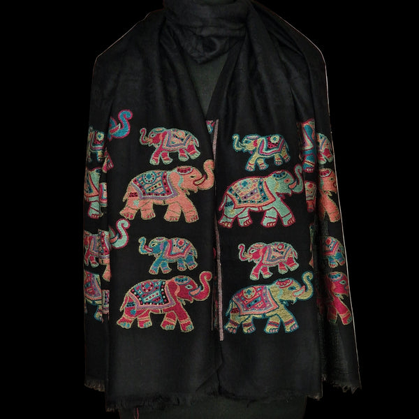 Luxury Kashmir Kani Pashmina Stole – Soft, Handcrafted Elegance - Ebony tusk