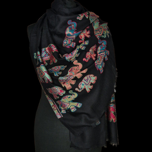 Luxury Kashmir Kani Pashmina Stole – Soft, Handcrafted Elegance - Ebony tusk