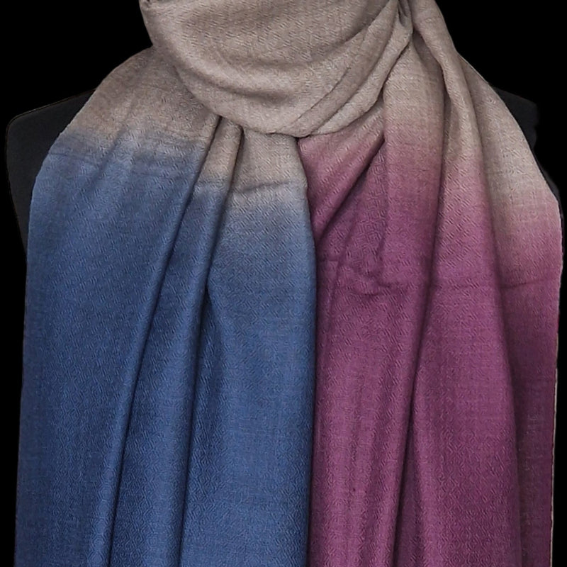 Luxury Kashmir Pure Ombré Pashmina 100% Cashmere Stole - Indigo and Violet - Baga Ethnik Living Default Title Accessories:Scarves & Wraps