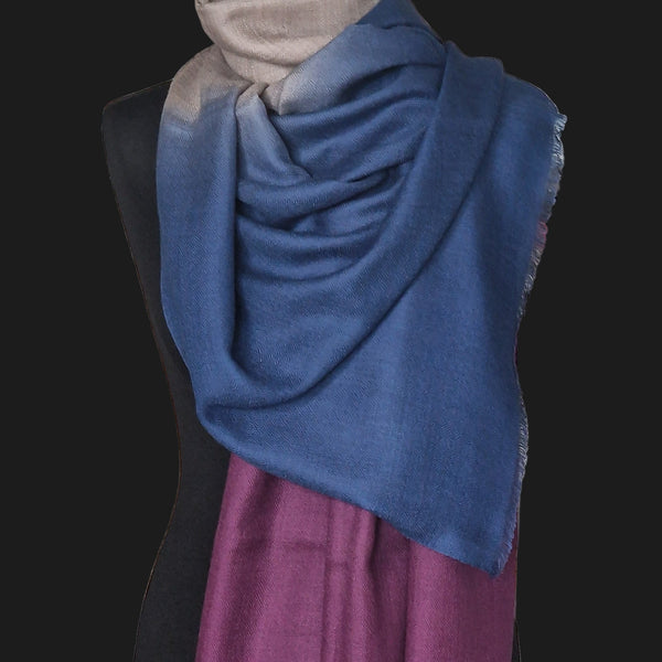 Luxury Kashmir Pure Ombré Pashmina 100% Cashmere Stole - Indigo and Violet - Baga Ethnik Living Default Title Accessories:Scarves & Wraps