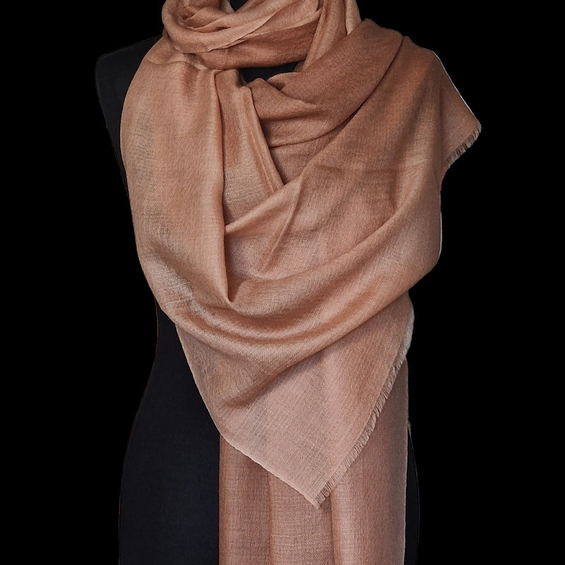 100% Pure Kashmiri Cashmere Hand Woven Ombre Pashmina Stole - Frappe Beige
