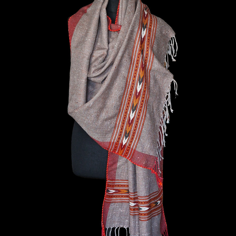 Raw Khaki Yak Wool Shawl – Earthy, Honest, and Handmade - Baga Ethnik Living Default Title Accessories:Scarves & Wraps