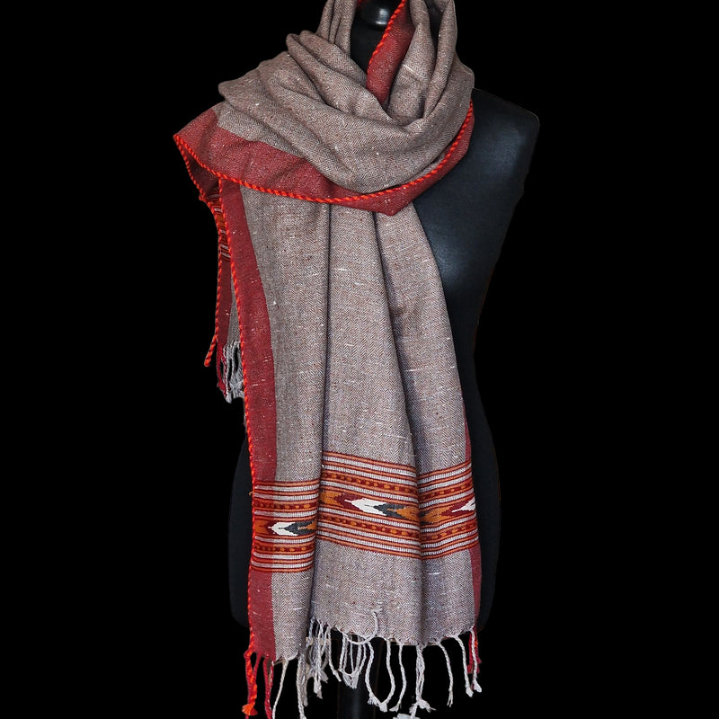 Raw Khaki Yak Wool Shawl – Earthy, Honest, and Handmade - Baga Ethnik Living Default Title Accessories:Scarves & Wraps