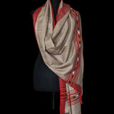 100% Authentic Himalayan Yak Wool Pure White Stole - Tan - Baga Ethnik Living Default Title Shawl