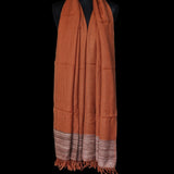 Yak Wool Shawl – Handspun Fine Wool, Brown Raw Borders - Orange - Baga Ethnik Living Default Title Shawl