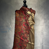 Moonlight Pashmina – Gold-Red Two-Tone Darbar Kani Shawl