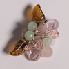 Peach Blossom Brooch – Rose Quartz, Agate & Crystal Cluster