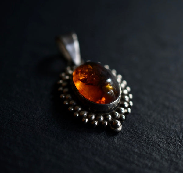 Vintage Style Baltic Amber 925 Silver Sterling Pendant