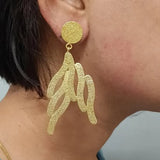 Art Deco Inspired Brass Hammered Earrings