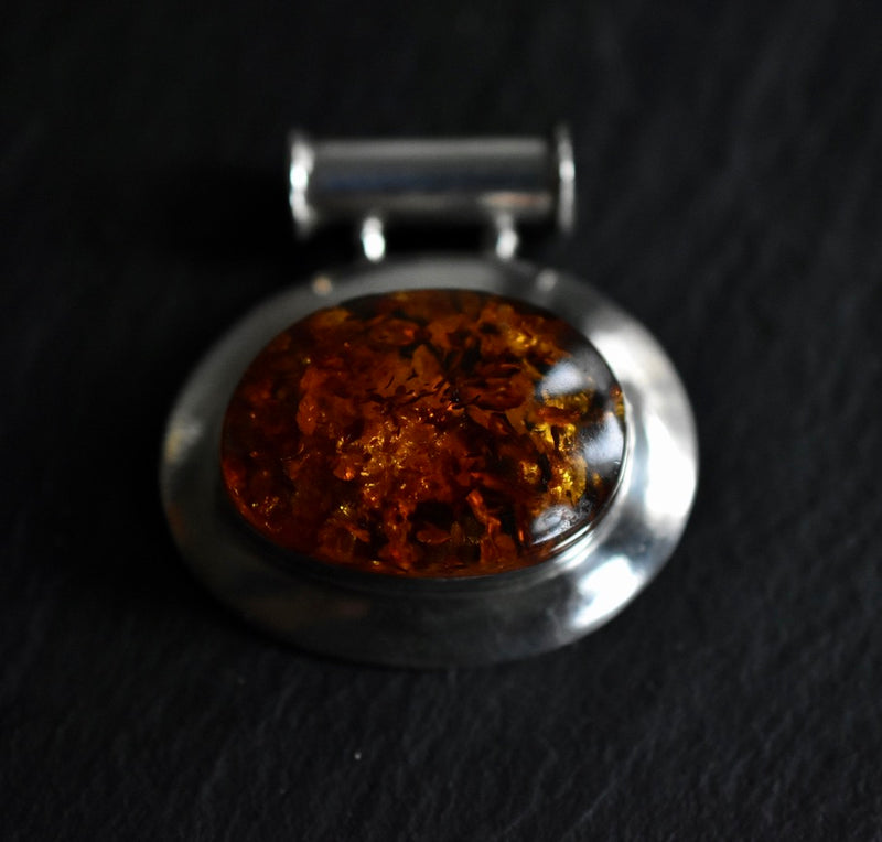 Vintage Chic Baltic Amber Sterling Silver 925 Pendant - Baga Ethnik Living