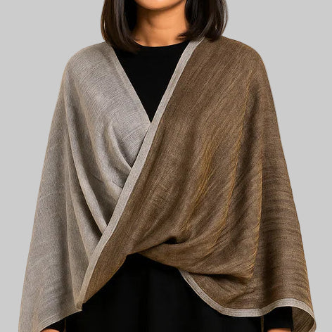 Twilight Collection Shawl – Grey & Gold Grace, Handwoven Elegance