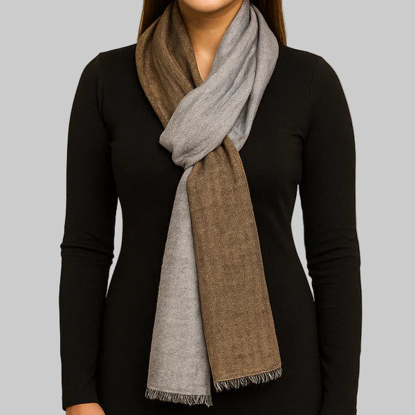 Twilight Collection Shawl – Grey & Gold Grace, Handwoven Elegance