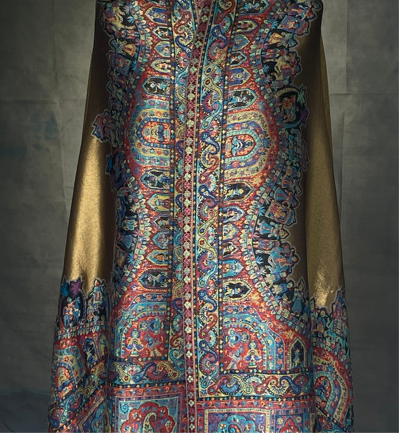 New collection Moonlight Pashmina – Golden Blue Two-Tone Mughal Shawl