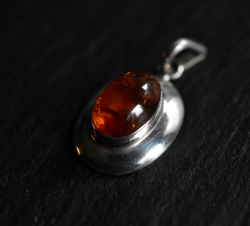 Beautifully Simple Vintage Baltic Ambr 925 Silver Sterling Pendant - Baga Ethnik Living