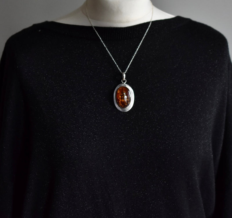 Extravagant Vintage Baltic Amber Silver Sterling 925 Pendant - Baga Ethnik Living