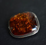 Stunning Vintage Balkan Amber Silver Sterling Broche - Baga Ethnik Living