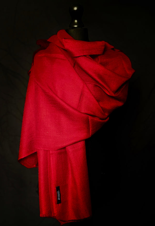 Kashmiri Diamond Weave Red Pashmina Handwoven Scarf - Scarlet Red