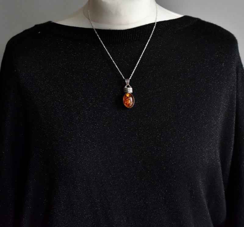Stylish Handmade Silver Sterling Blatic Amber 925 Pendant - Baga Ethnik Living
