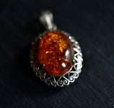 Stunning Vintage Baltic Amber Silver Sterling 925 Pendant - Baga Ethnik Living