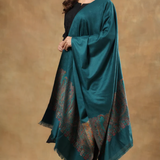 Pure Wool Paisley Palla Kani Stole – Teal
