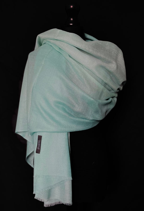Delightful Ombre 100% Soft Kashmir Pashmina Cashmere Stole - Celeste Blue
