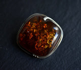 Stunning Vintage Balkan Amber Silver Sterling Broche - Baga Ethnik Living