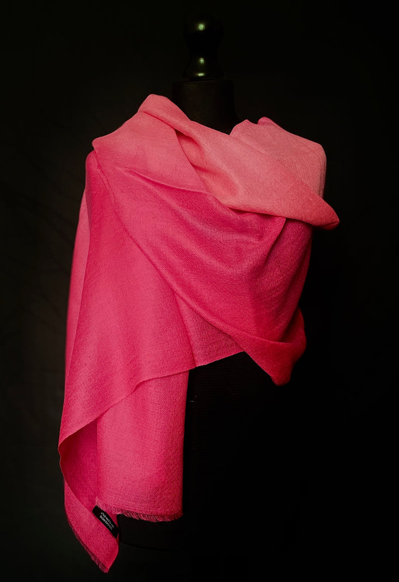 Luxury Soft Kashmir Ombre Pashmina Cashmere Stole - Cerise Pink