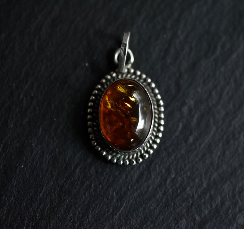 Marcasite Baltic Amber Silver Sterling 925 Pendant - Baga Ethnik Living