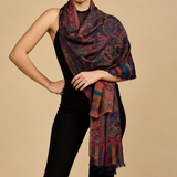 Fine Silk and Wool Paisley Shawl – Kalamkari style
