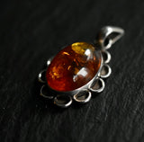 Beautiful Baltic Amber 925 Silver Sterling Vintage Pendant - Baga Ethnik Living