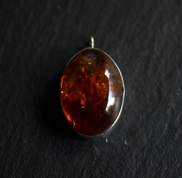 Rich Vintage Baltic Amber Silver Sterling 925 Pendant