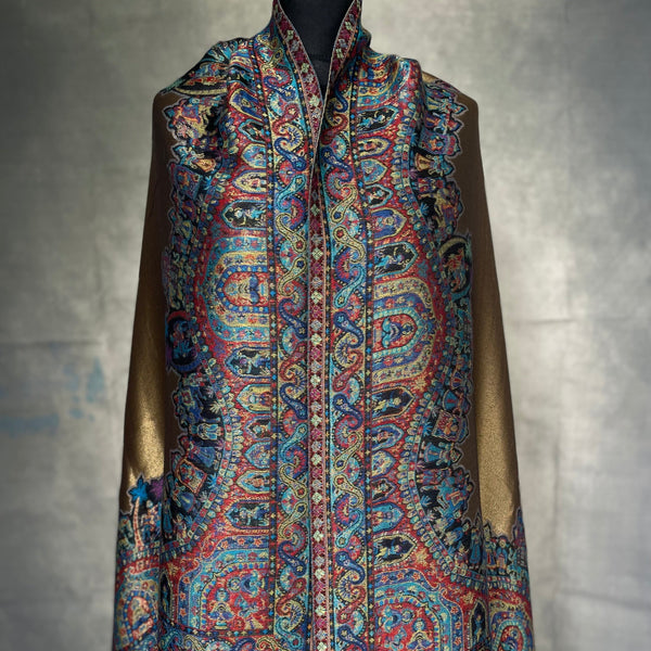 New collection Moonlight Pashmina – Golden Blue Two-Tone Mughal Shawl