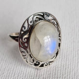 Handcrafted Moonstone 925 Sterling Silver Ring - Baga Ethnik Living