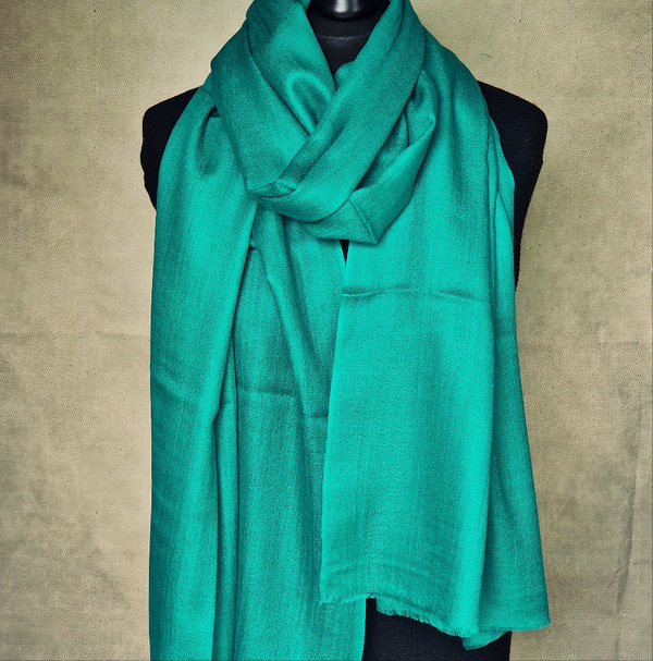 Kashmiri Diamond Weave Handwoven Pashmina Scarf - Turquoise Blue