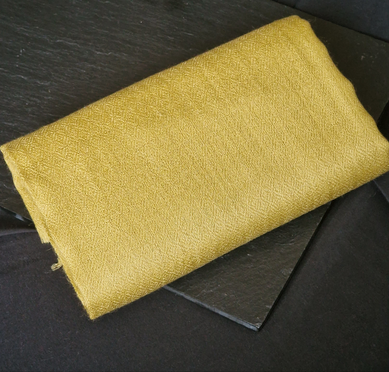 Soft Yellow Diamond Weave Kashmiri Pashmina Scarf - KeyLime