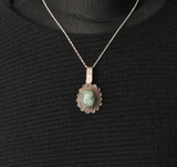 Handcrafted Vintage Turquoise Tibetan 925 Sterling Silver Pendant