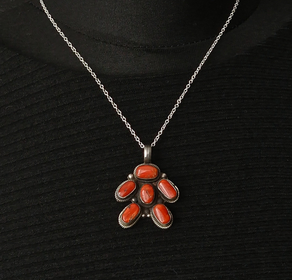 Beautiful Vintage Coral Silver Sterling 925 Pendant