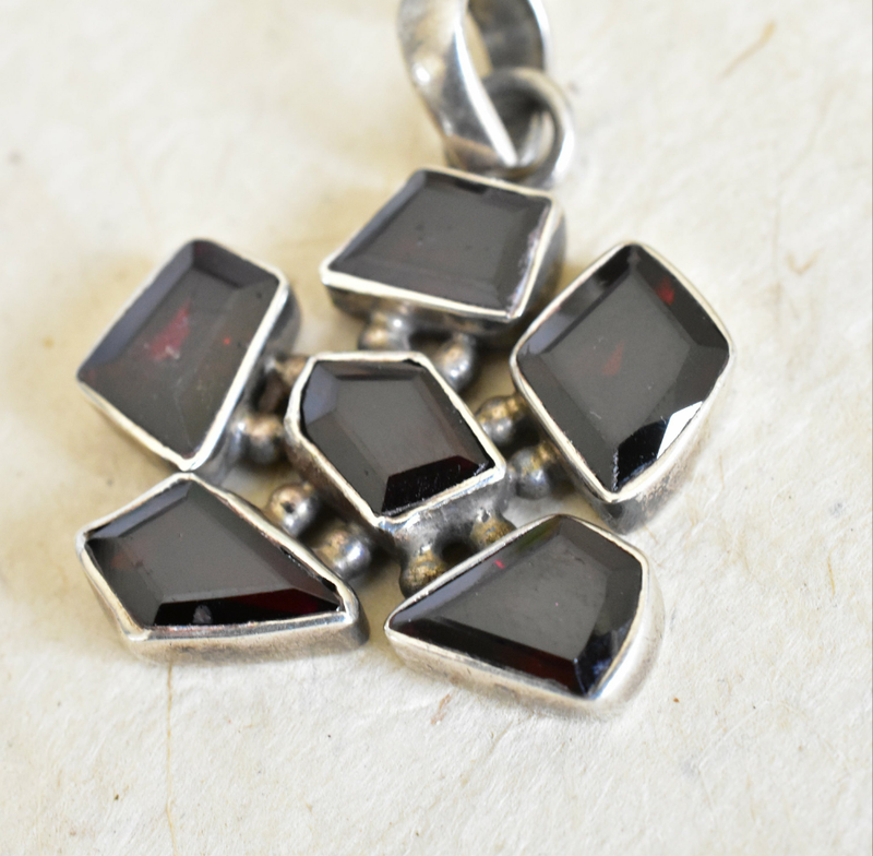 Chic Multi-Cluster Garnet Silver Sterling 925 Pendant - Baga Ethnik Living Default Title Pendants