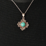 Turquoise and Coral Sterling Silver Pendant