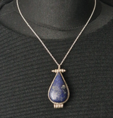 Vintage Handmade Lapis Lazuli and Sterling Silver Ghau Pendent Amulet