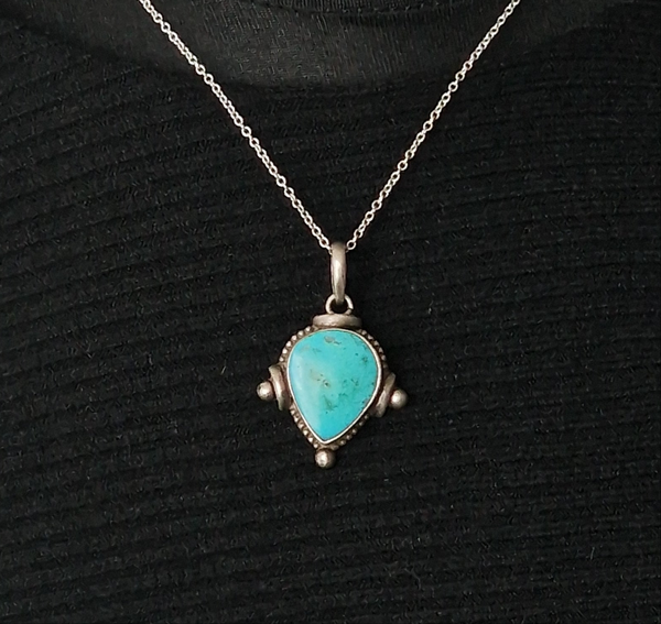 Unique Turquoise Silver Sterling 925 Pendant