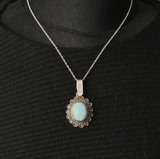 Vintage Turquoise Cabochon Silver Sterling 925 Pendant