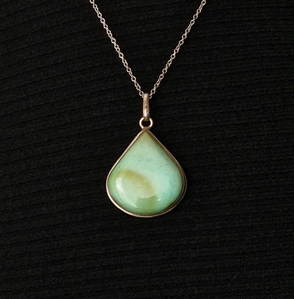 Vintage-Style Tibetan Turquoise Teardrop Pendant – Handmade 925 Sterling Silver