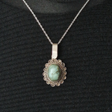 Handcrafted Vintage Turquoise Tibetan 925 Sterling Silver Pendant