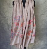 Luxury Cashmere Elephant Design Kani Brown Pashmina Shawl - Rustic Umber