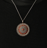Stunning Handmade Coral Gau Amulet Silver Pendant