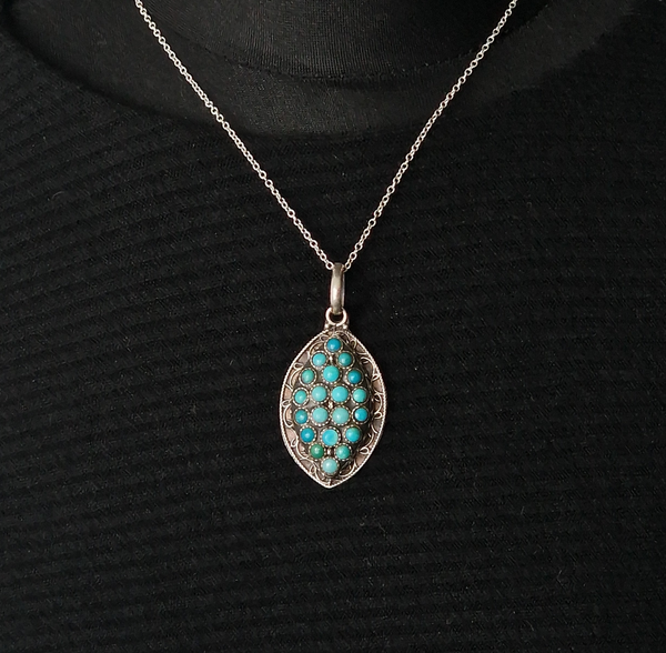 Handcrafted Vintage Turquoise Silver Sterling Pendant