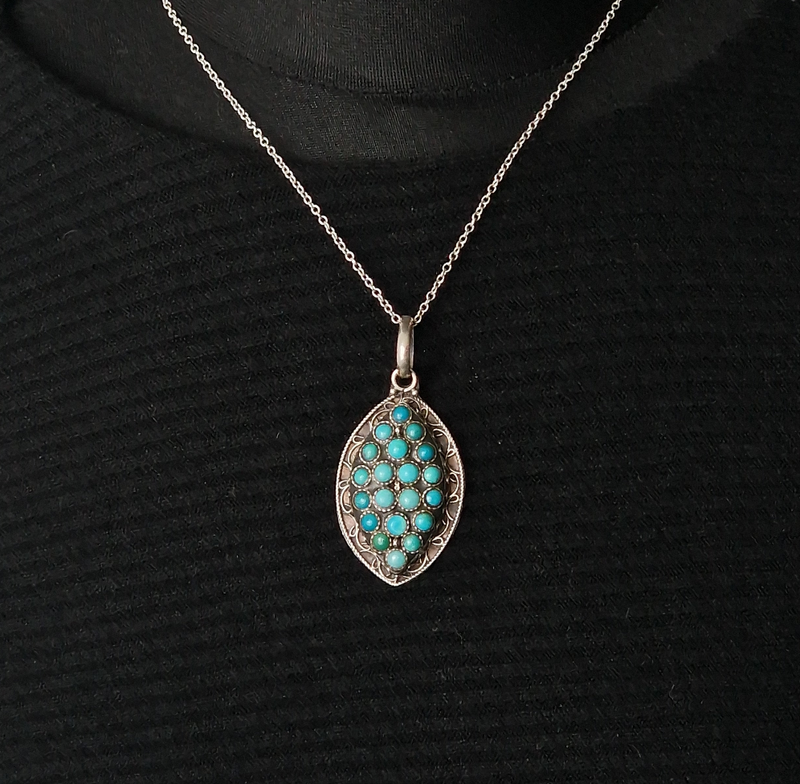 Handcrafted Vintage Turquoise Silver Sterling Pendant